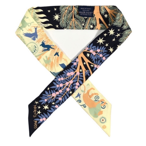 Hermes Sous Le Charme D'Orphee Twilly in Bleu Noir / Jeune Soufre / Rose - Picture 5 of 5